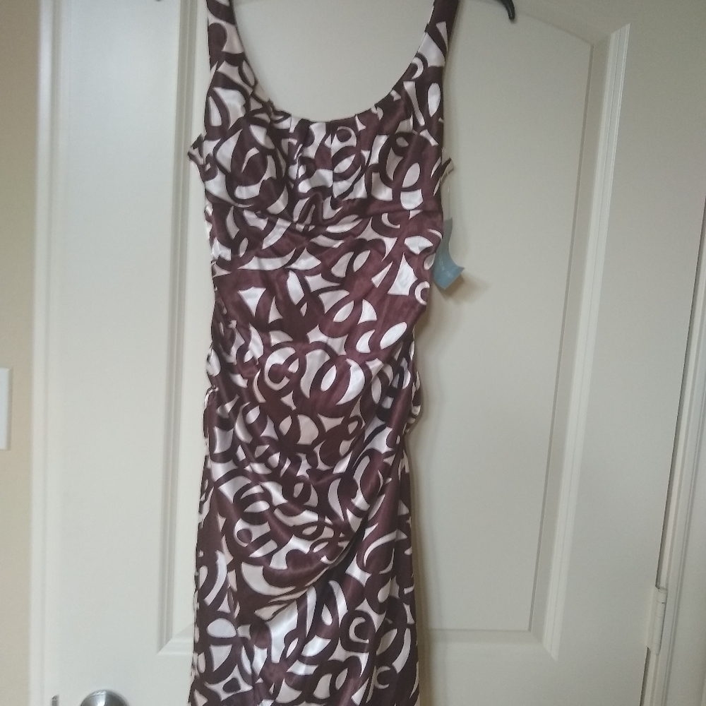London times sheath sleeveless ruched dress, new